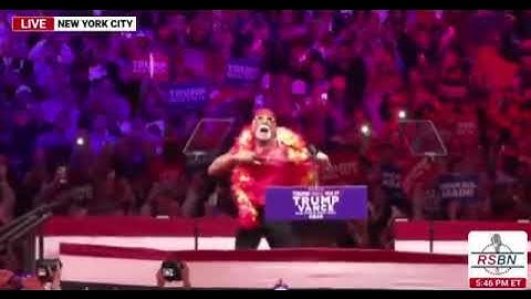 Hulk Hogan Struggles to Rip Shirt Off During a Donald Trump Rally
