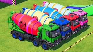 Download Lagu Transporting Double Flatbed Trailer Truck vs Speedbumps Train vs Cars - BeamNG.Drive vs FS22 #53 MP3