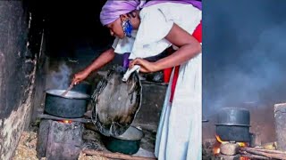 Cooking for my big extended family on firewood in the village Uganda ??