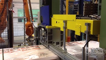 Strapping machine with ABB robot for lightweight concrete blocks