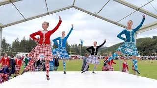 Highland Fling Scottish dance competition during the 2025 Lonach Highland Games in Scotland