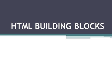 HTML Building blocks | HTML elements are the building blocks of the HTML web page