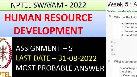 Human Resource Development | Assignment- 5 | Most Probable Answer | Week-5 | NPTEL-22