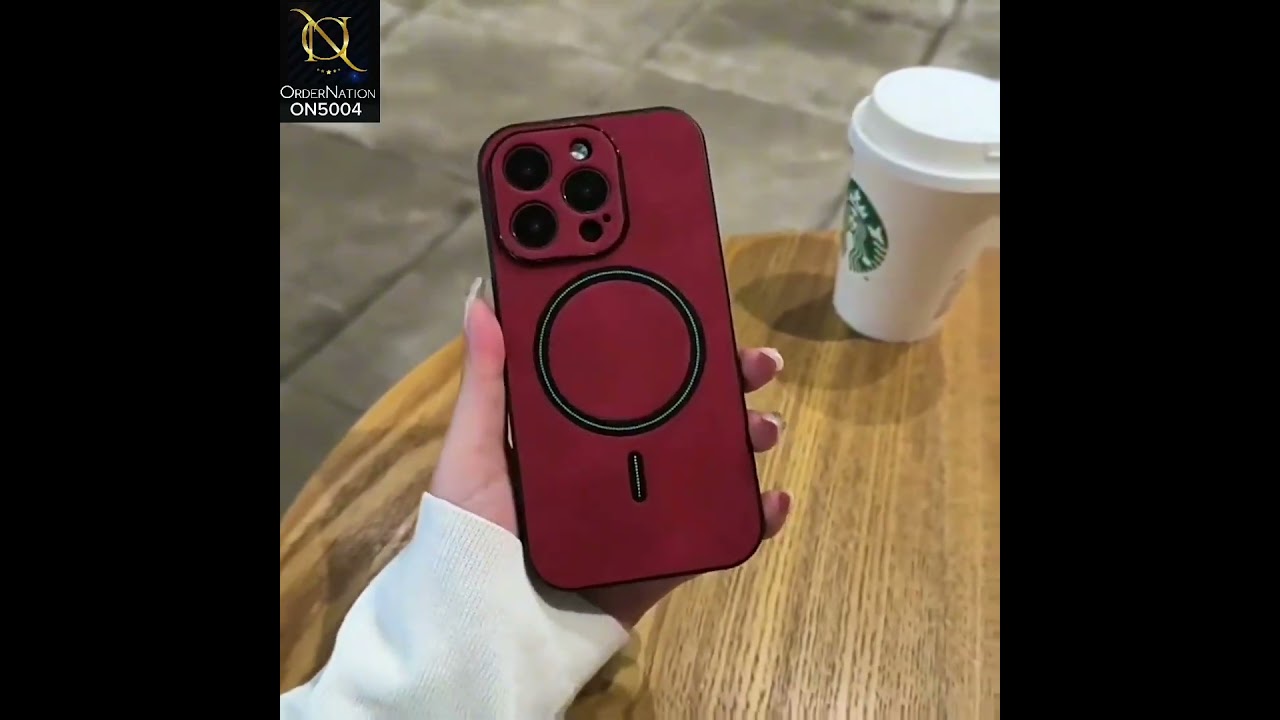 iPhone 11 Pro Max Cover - Red - New Luxury Matte Leather Magnetic MagSafe Wireless Charging Soft Case