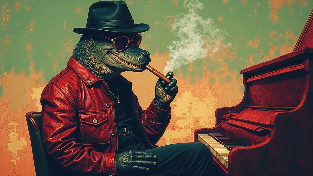 Ощутите абсолютный фанковый грув с этой стильной фортепианной джем-сессией крокодила