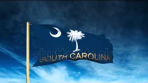 south carolina flag slider style with title. Waving in the wind with cloud background animation
