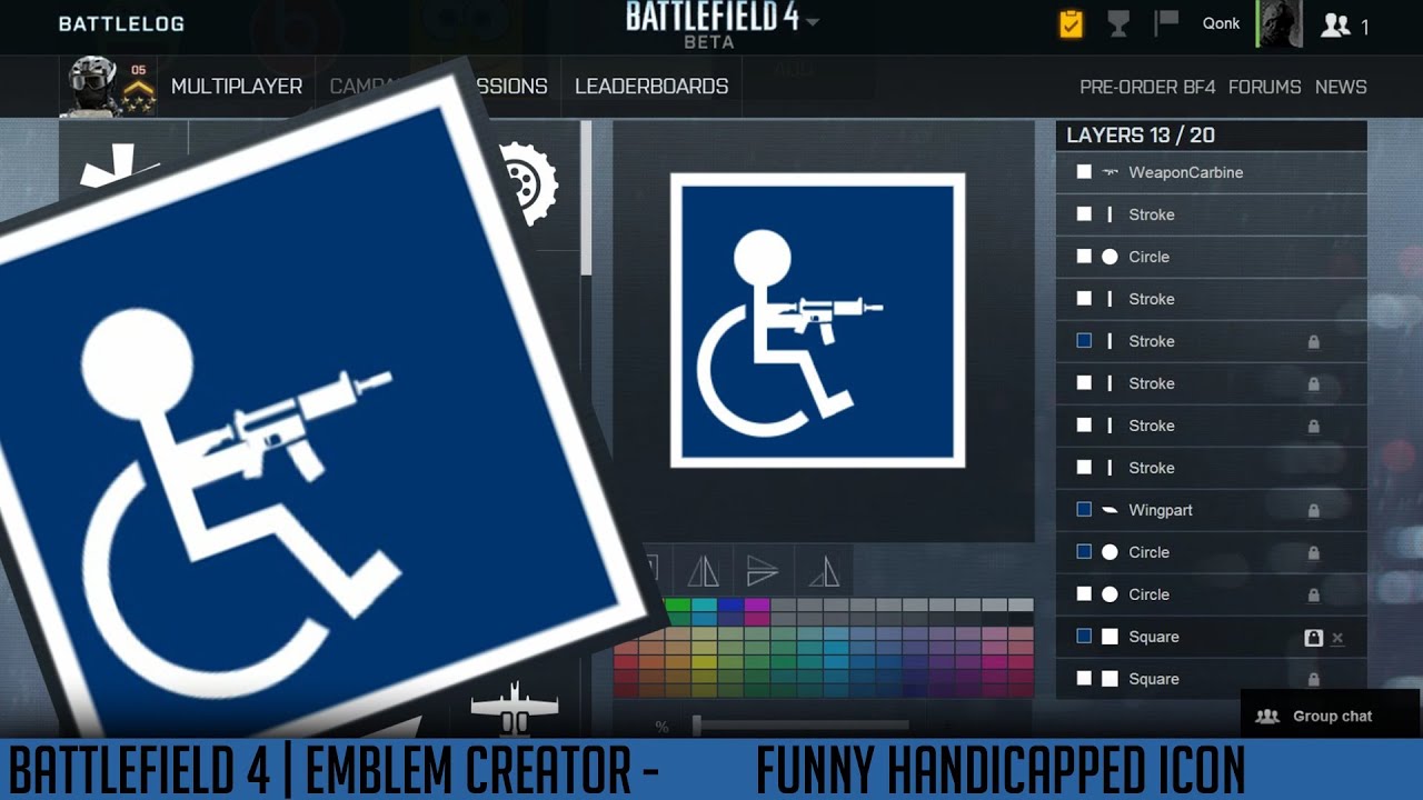battlefield emblems creator handicapped icon funny qonkey