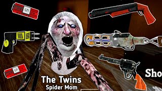 Using All Weapons To kill Spider Mom In The Twins Remake New Update | The Twins & Granny Weapon