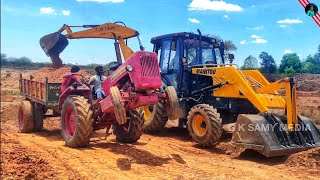 Mahindra 575 di power plus Tractor with full loaded trolley heavy stuck in mud pulling manitou jcb