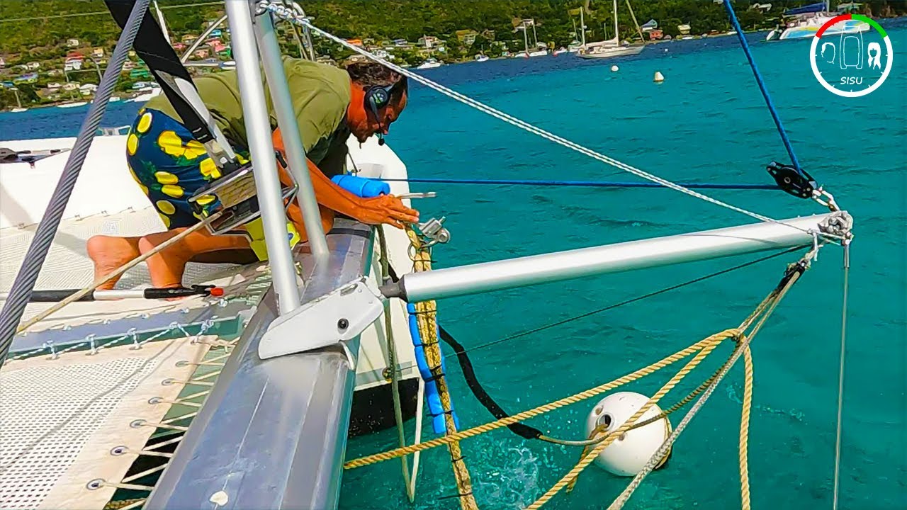 #162t How to sail a Catamaran – Catching a MOORING Ball and What are They | Sailing Sisu Leopard 45