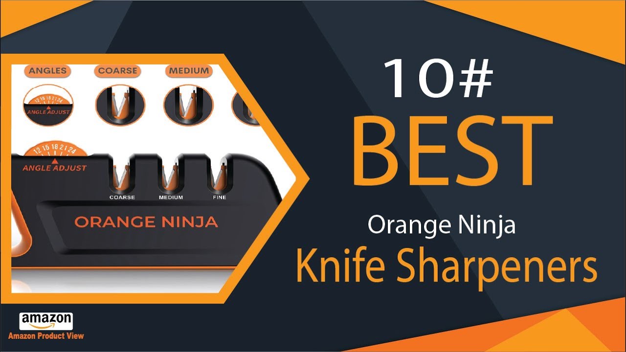 Orange Ninja Knife Sharpeners for Kitchen- 5 Adjustable Sharpening Angle-  Premium Quality - Handheld Knives & Pocket Knife Sharpener by Sharp Pebble