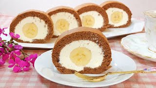 バナナロールケーキの作り方How to make Banana roll cake Recipe