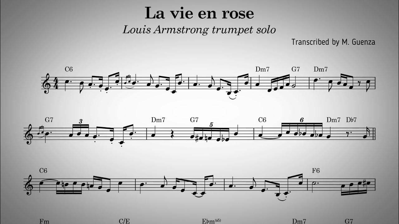 La vie en rose Louis Armstrong solo transcription with backing track