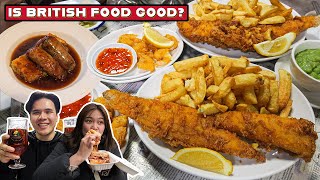 BRITISH FOOD TOUR in LONDON | Fish &amp; Chips, Bangers &amp; Pies!