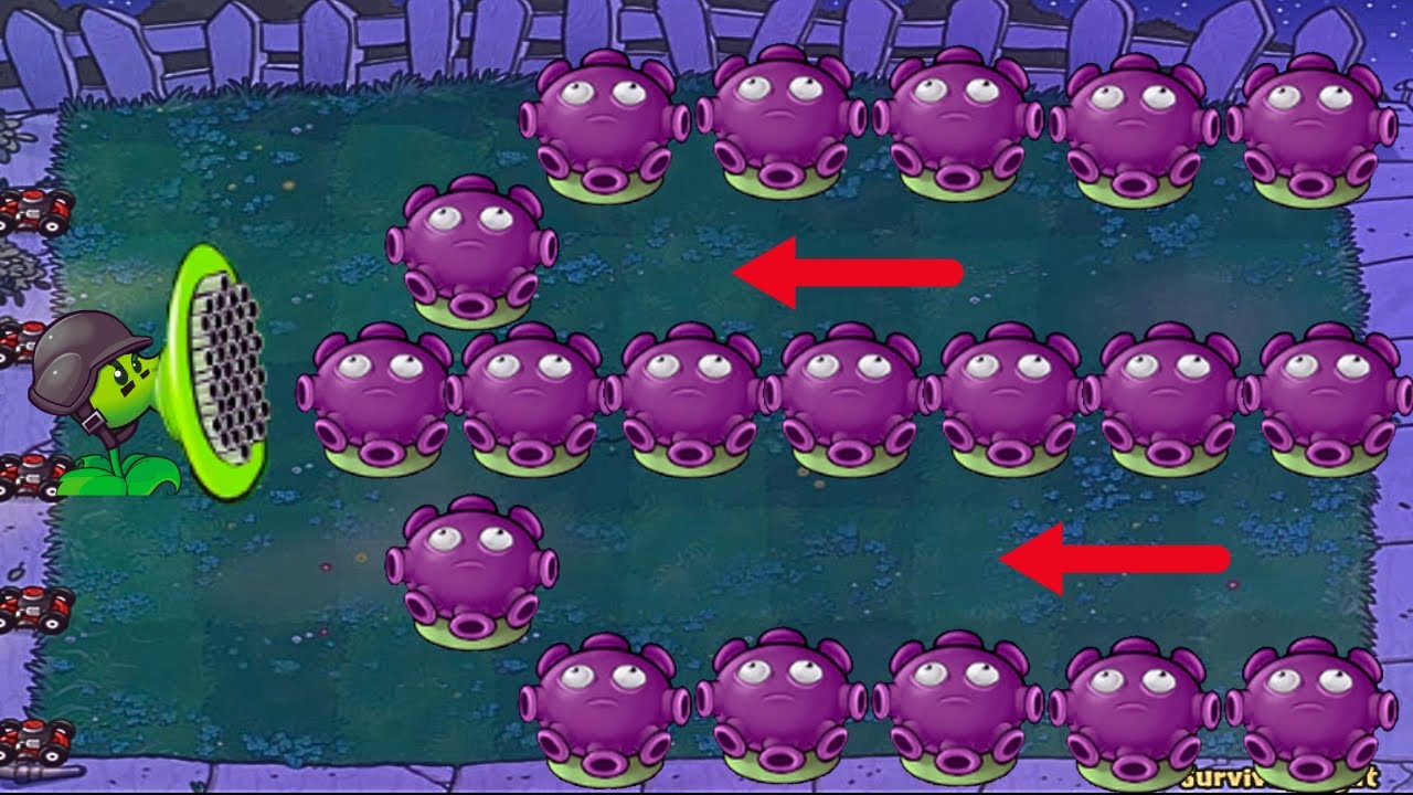 Plants vs Zombies Hack - 99 Groom Shroom vs Gatling Pea vs All Zombies ...