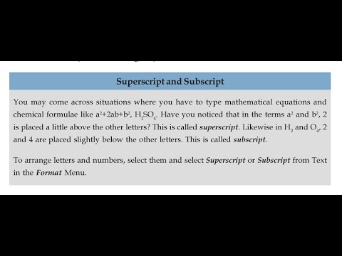IT | Std 9 | Chapter 2 | Libre Office Writer | Part 4 | Subscript & Superscript