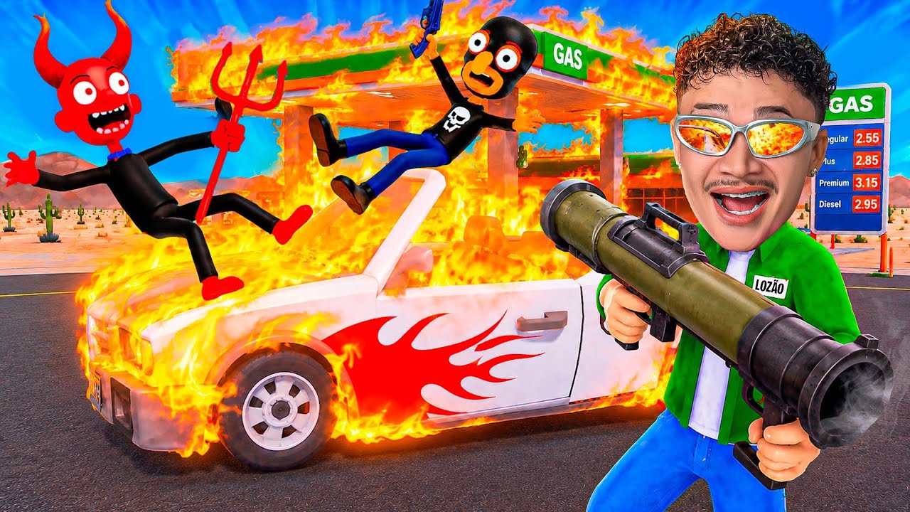 COMPREI UMA BAZUCA PRA PEGAR LADRÃO NO POSTO DE GASOLINA KKK - gás n'cars VR
