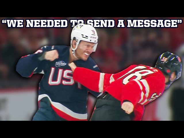 USA and Canada drop gloves three times in first nine seconds of 4 Nations game, a breakdown
