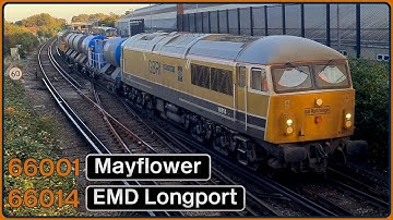 GB Railfreight Class 69s working a Railhead Treatment Train along the Chatham Main Line.