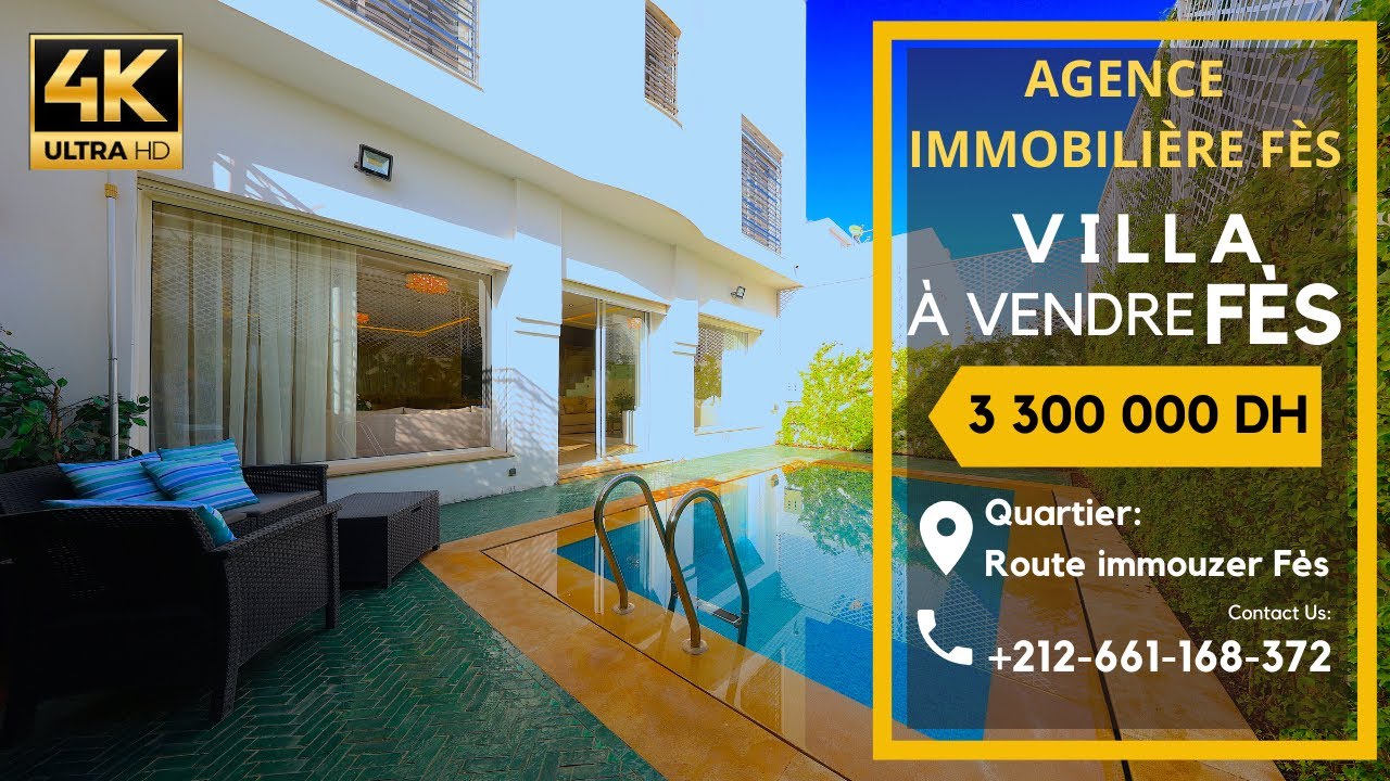 villa avec piscine à vendre à fès | فيلا للبيع فاس طريق موزار