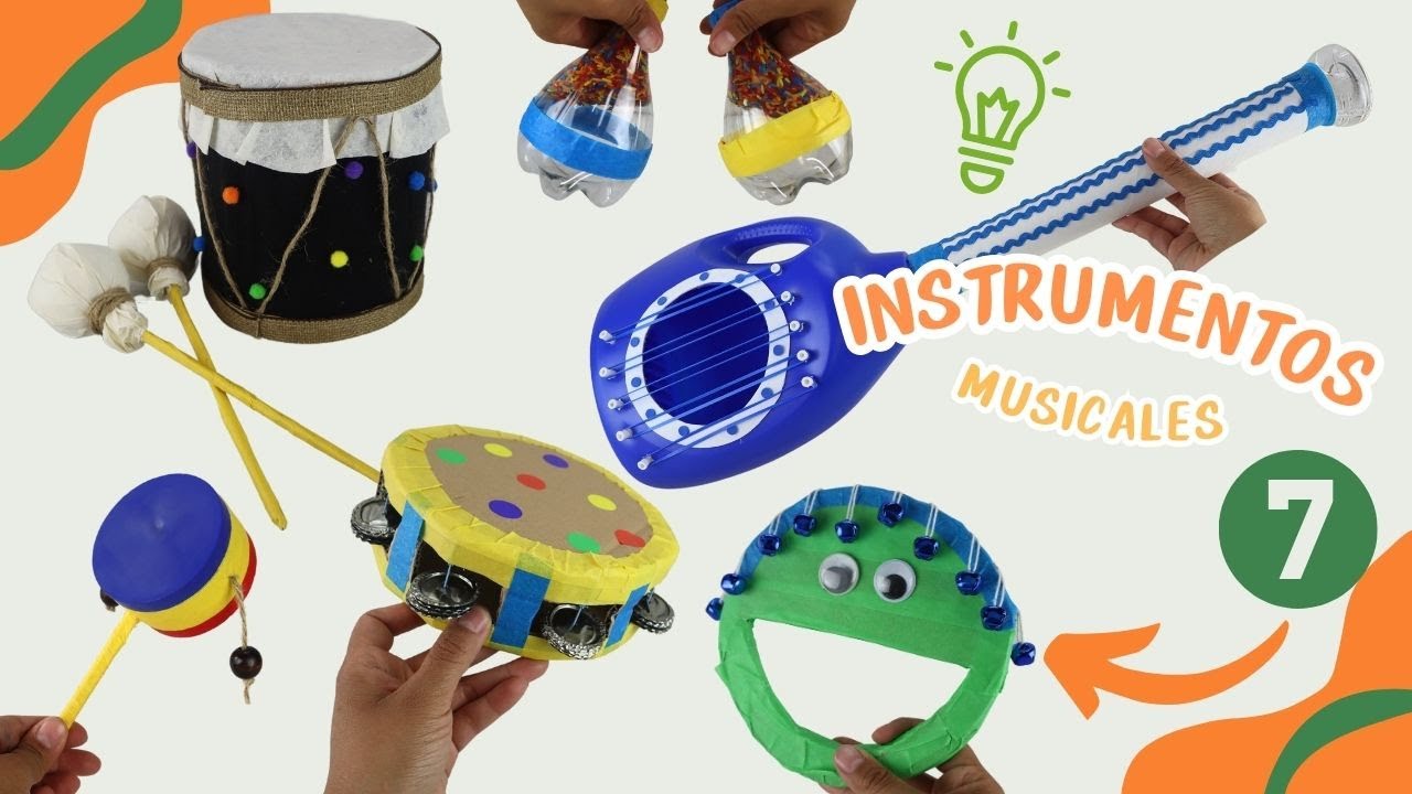 7 INSTRUMENTOS MUSICALES CASEROS CON RECICLAJE PARA NIÑOS / #manualidadesfaciles