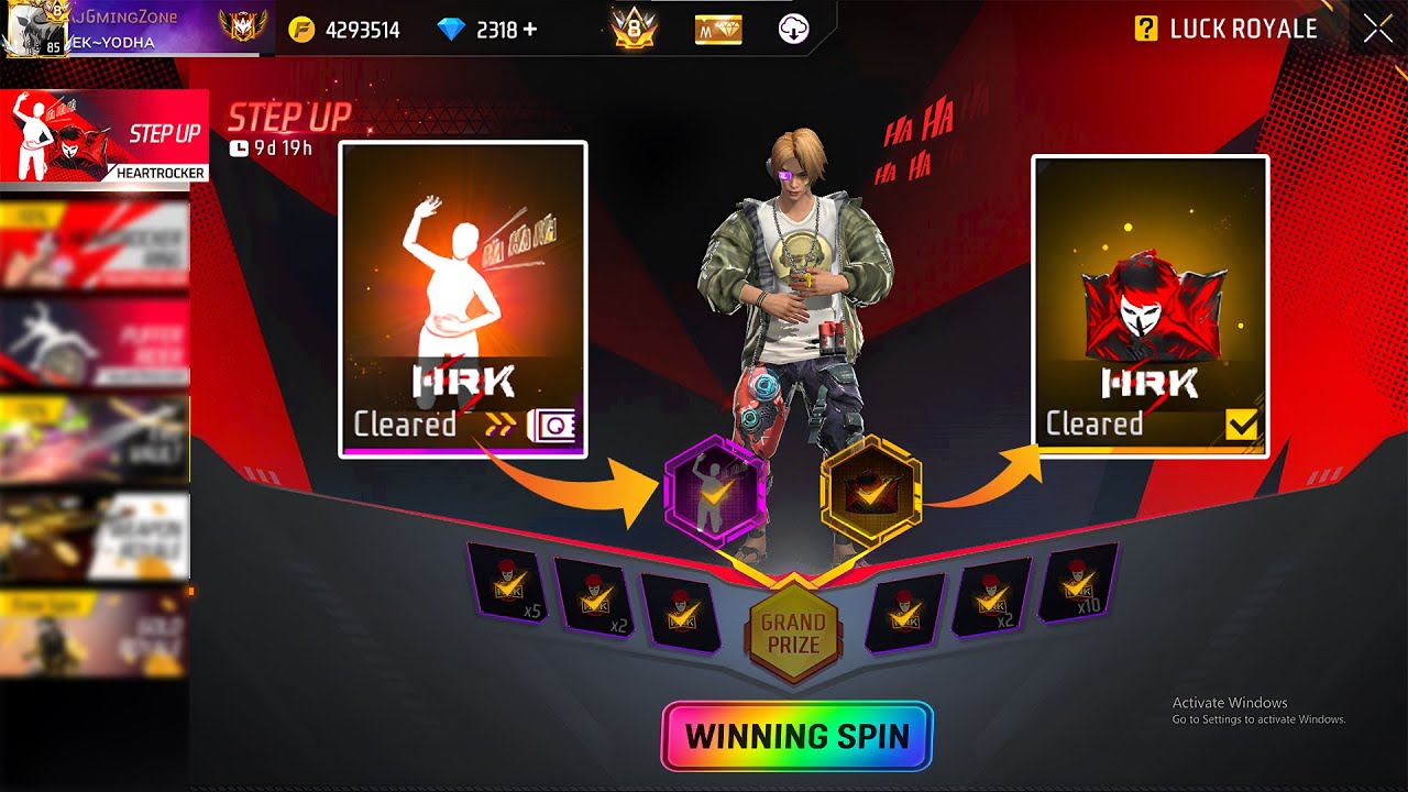 New Lol Emote 1 Spin Trick 🤩 | Step Up Event Free Fire | Can't Stop Laughing Emote in Free Fire 