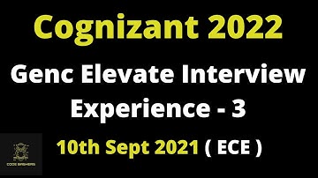 #3 Cognizant Genc Elevate Interview Experience | TR And HR Ques | ECE Candidate | 10 september 2021