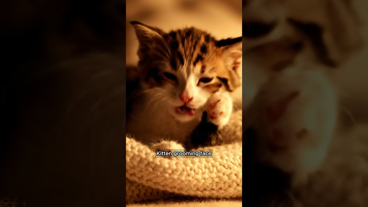 Kitten Washing Face 🧼 