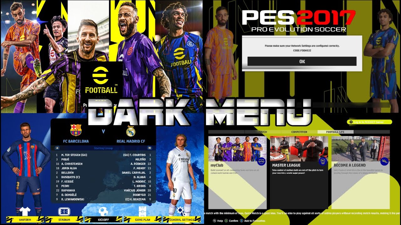 PES 2017 - eFootball Dark Menu - YouTube