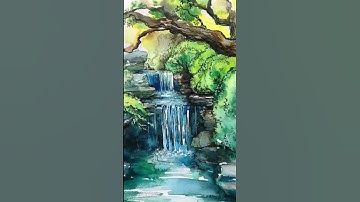 waterfall painting 😱😳#art #painting #viral #trending #popular #shortfeed #youtubeshorts #waterfall