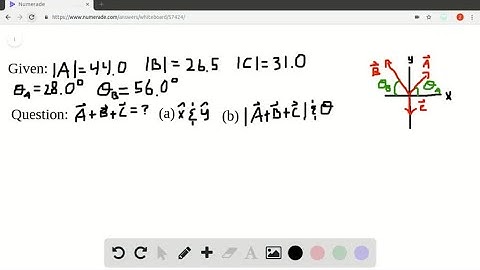 (II) Three vectors are shown in Fig. 38 . Their magnitudes are given in arbitrary units. Determine …