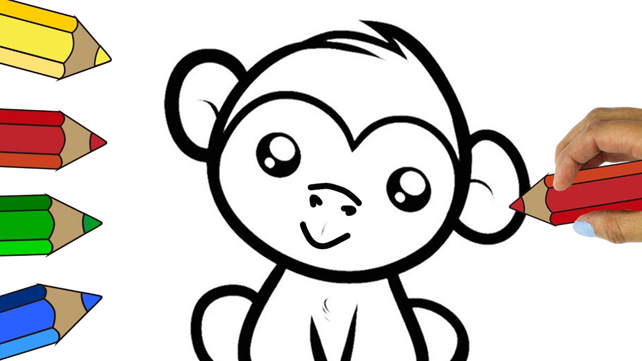 🔴Dibujos de ANIMALES de la SELVA-Cómo Dibujar un MONO PEQUEÑO - How to  draw aLITTLE BABY MONKEY 🙉🐒 - thptnganamst.edu.vn