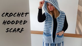 How to Crochet Scarf /Hodded shawl Easy for Beginners