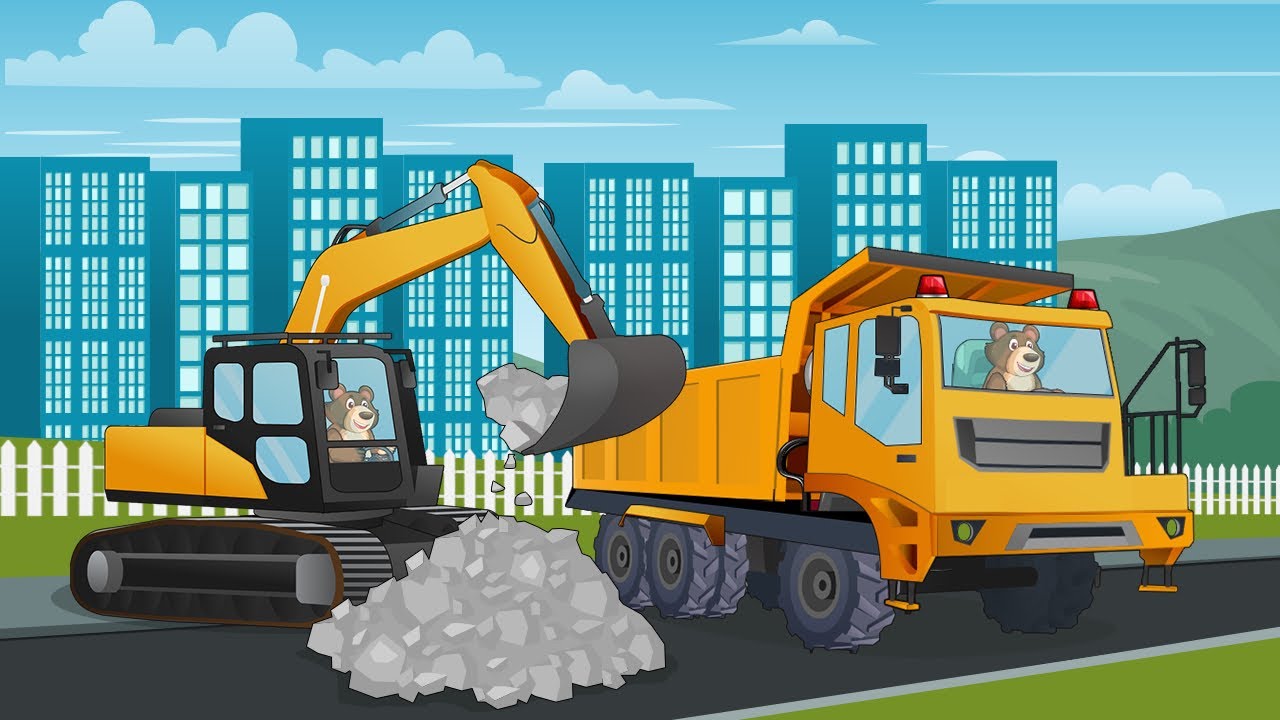 Excavator & Dump Truck Clean Up the Street | TunTun Farm Life