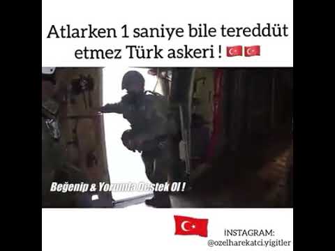 CESUR TÜRK ASKERİ UÇAKTAN ATLARKEN