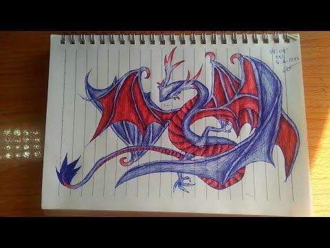 Video Vẽ rồng lửa Châu Âu bằng bút bi. Draw fire dragon - youtube