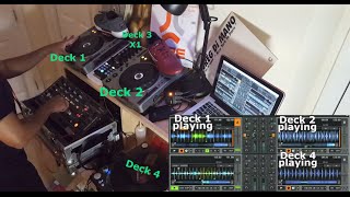 No Sync Dj Tutorial: 3 & 4 Deck Mixing (Deep House/Deep Funk) w/ Rotary Mixer