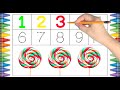 [숫자 놀이] 유아와 아이들을 위한 캔디 숫자 1부터 10까지 따라 쓰기 | Write candy number 1 to 10 |  Learn numbers