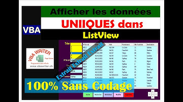 Extrait VBA-Afficher les valeures UNIQUES dans la LIstView en un click/ Sans Codage120 VbaWriter.ch