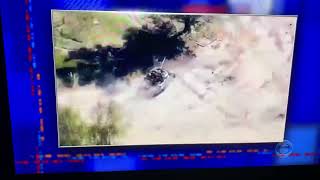 Russian tank running scared from Ukrainians