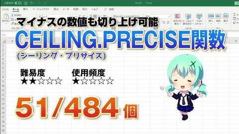 Excelの数値をマイナスでも切り上げる関数　CEILING.PRECISE(シーリング・プリサイス) 関数