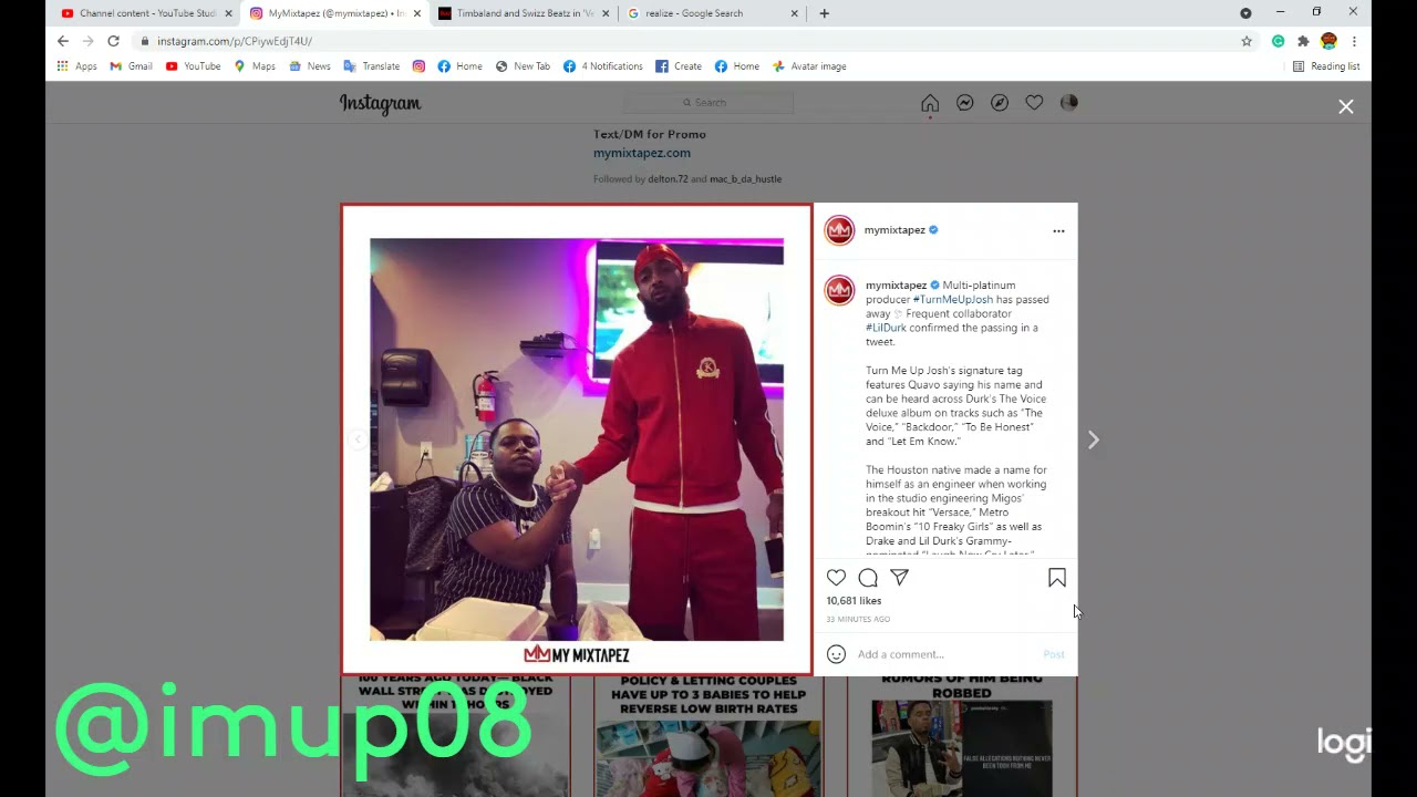 Multi-platinum producer Turn Me Up Josh has passed away