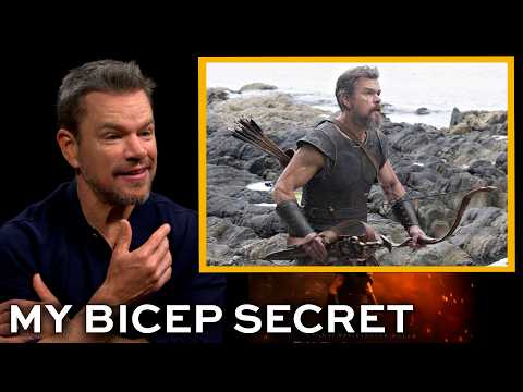 Matt Damon credit his female stunt double for his giant biceps in THE ODYSSEY