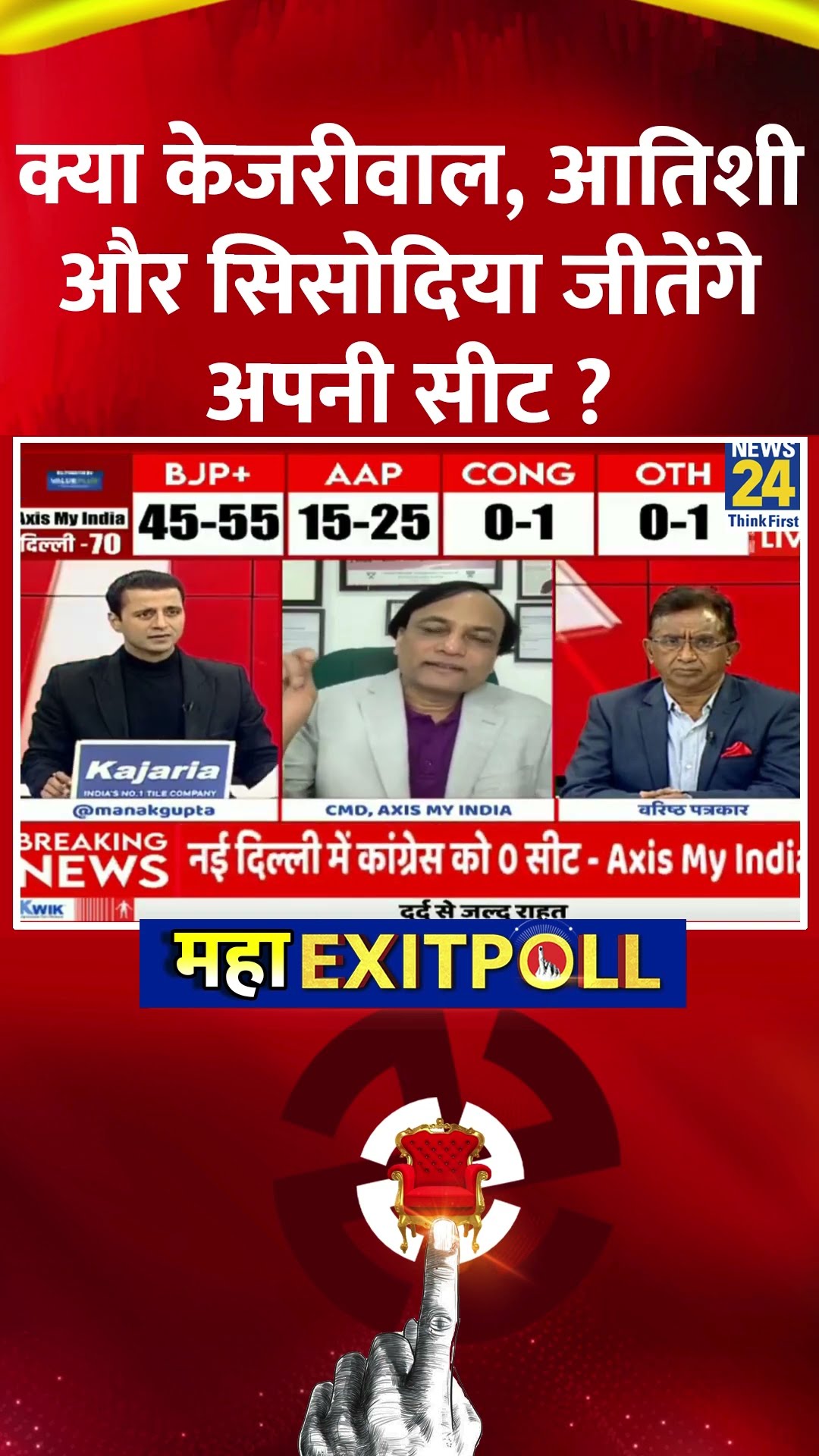 Delhi  Exit Poll 2025 : क्या Kejriwal , Aatishi और Sisodiya जीतेंगे अपनी सीट ? वीडियो में देखिए