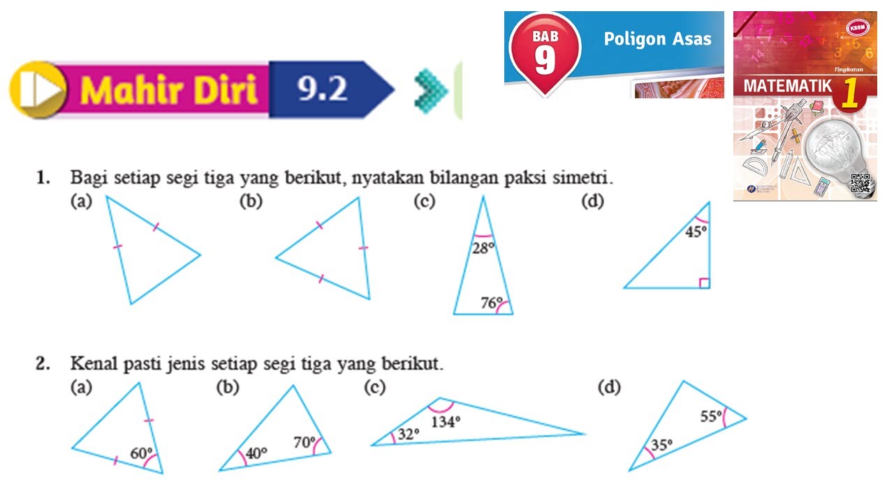 KSSM Matematik Tingkatan 1 Bab 9 poligon asas mahir diri 9.2 no1no2