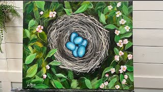How To Paint A BIRD NEST  in Acrylic SPRING / EASTER Painting Tutorial by Joni Young Art 4,289 views 1 month ago 12 minutes, 9 seconds