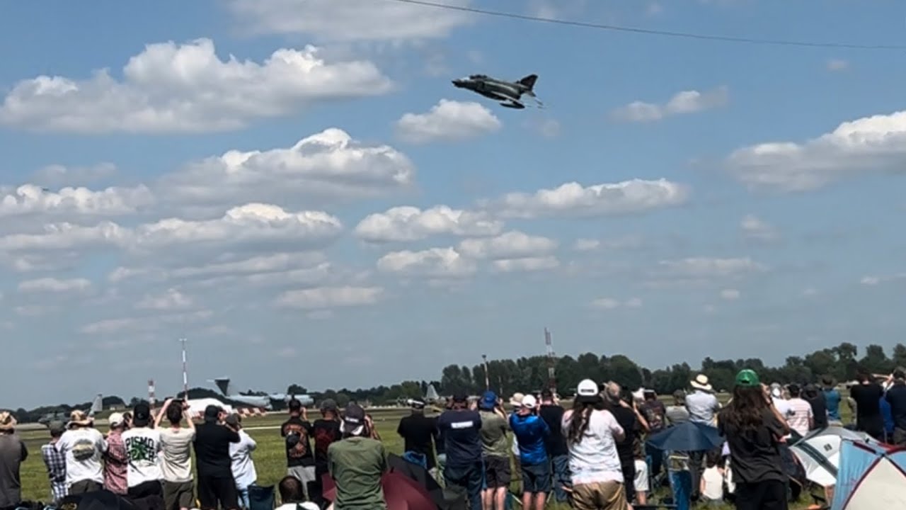 Riat 2024 low fast wing wave from the Greek Hellenic Airforce F-4 Phantom II fighter jet airtattoo
