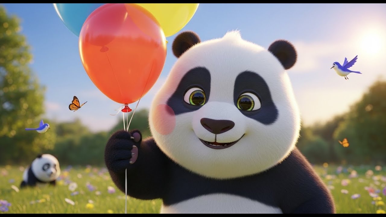 Baby Panda Hugs a Balloon Cute Kids Song 🎈 | Adorable Animal Song for Kids | Nursery Rhymes & Songs