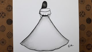 Kolay Adım Adım Arkası Dönük Elbiseli Kız Çizimi 2022 Çizim Hobimiz Karakalem Kolay Çizimler