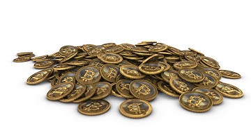 Pile of Golden Bitcoin Virtual Currency